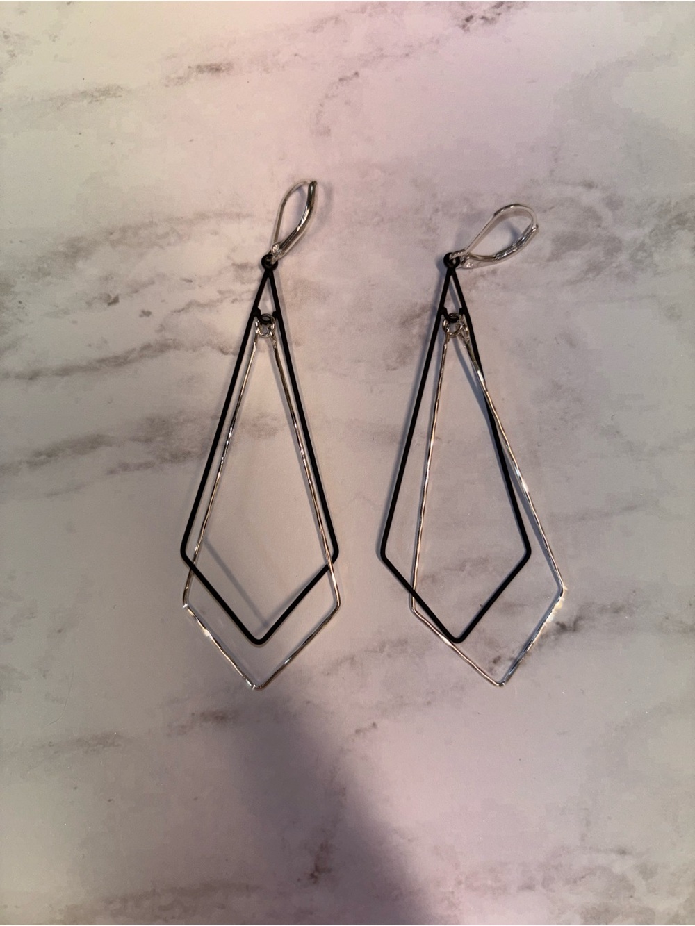 Geometric Dangle Earrings in Black and Silver - Modern Women's Jewelry